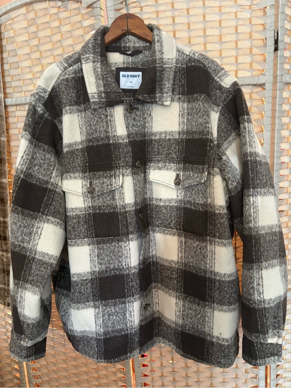 Old Navy Brown and Cream Plaid Shacket